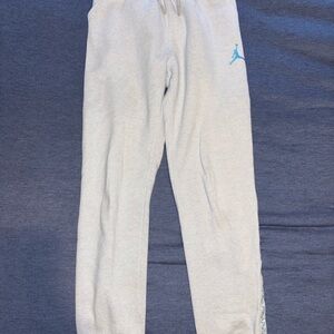 Jordan Kids Light Gray Sweatpants with Blue Logo